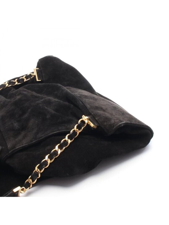 Chanel Backpack CC Logo Black Suede Leather CC Drawstring